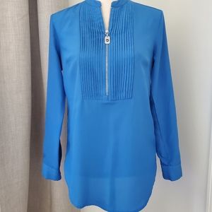 Michael Kors Blue Blouse with Silver Zipper